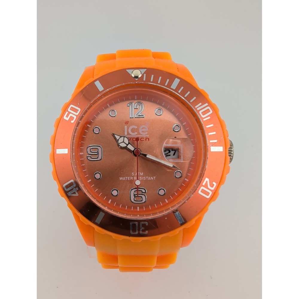 Ice-Watch Unisex Quartz Watch 42mm Case Orage Silicone Band- New Battery